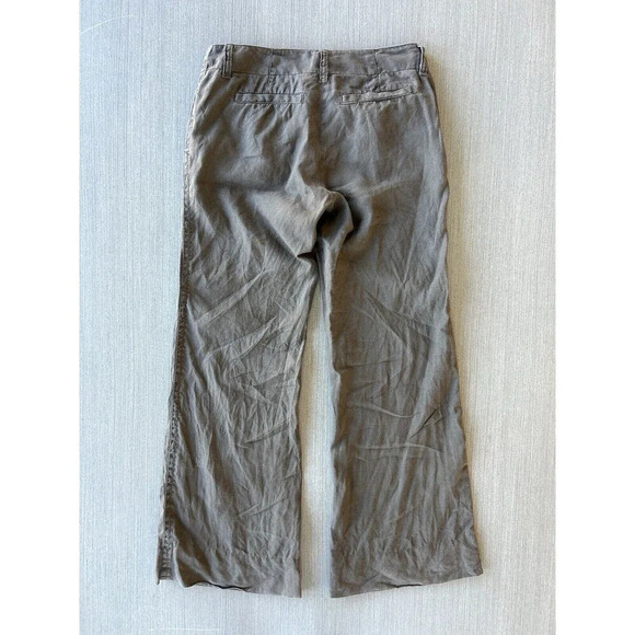 CAbi Wide Leg Flare Linen Pants Taupe Brown 4 - Picture 3 of 8